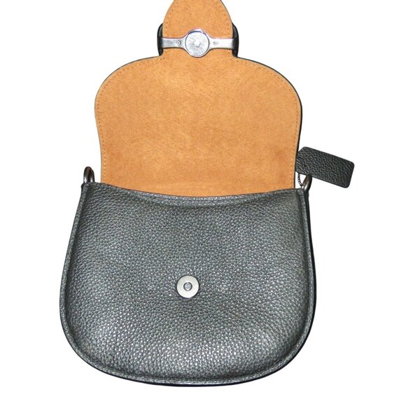 Coach 2023 Morgan Black Pebbled Leather Saddle Bag Crossbody Snakeskin Trim NWOT - Picture 4 of 16